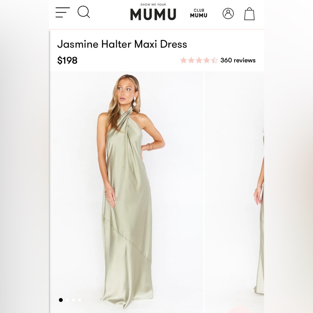 Jasmine Halter Maxi Dress Moss Green Size S